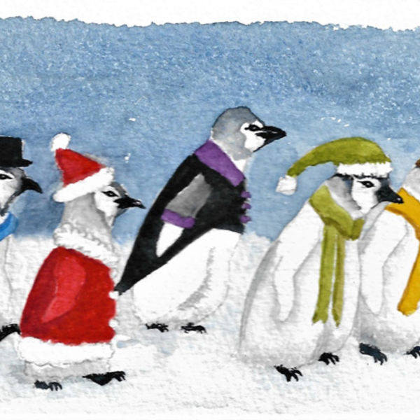 Grumpy Penguins; 9 x 14; pen & w/c NFS