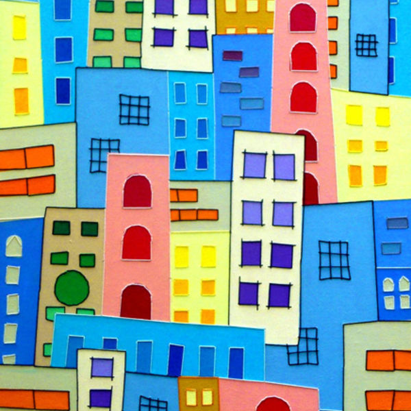Mediterranean Windows; mixed media; 40 x 58 FS