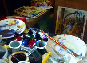 Robert Dutton Workshop, Deborah's Workspace and Paintingb.