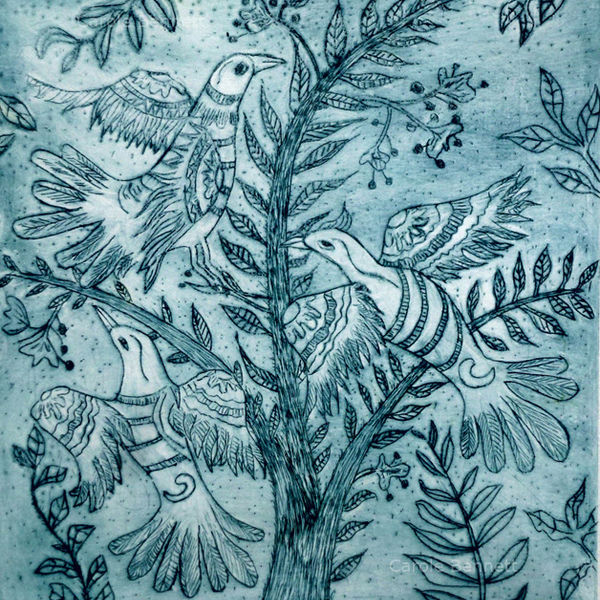 Three Birds; etching; 18 x 18 FS