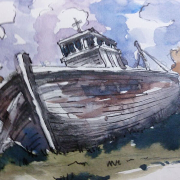 Old Trawler, watercolour