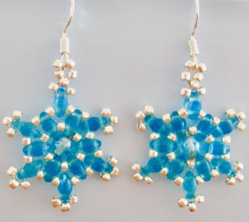 Two Pairs of Snowflake Earrings Kit - Turquoise & Crystal colour ways