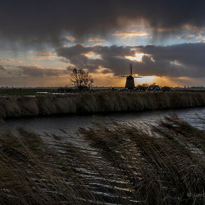 Storm over the Schermer windmills
