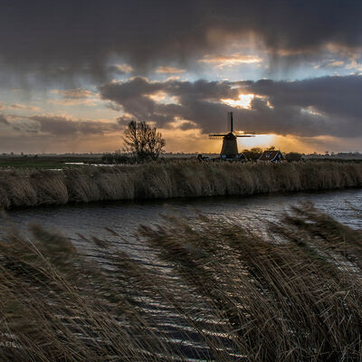Windmill in the risong storm