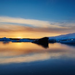 Sunset at Jokulsarlon Lagoon