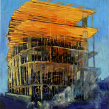 Yellow Shuttering, oil on canvas, 35 x 30 ins