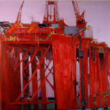 Borgland Dolphin at the Shipyard, oil on canvas, 74 x 77inches