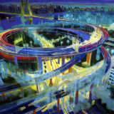 Metropolis 2013, Nanpu Bridge, Shanghai, oil on canvas