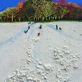 "sleigh tracks" oil on linen on board