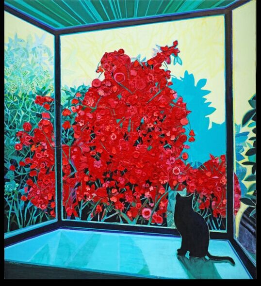 "Oriel Window", Simon McWilliams, oil on canvas, 152 x 137, 2023, artists collection