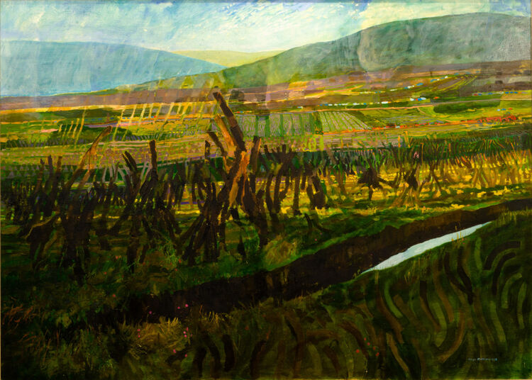 Joseph McWilliams ;"Turf Wighams, Glenann, Co. Antrim" oil on canvas 1983-84, Private Collection