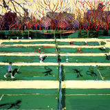 Central Park tennis with shadows, oil on canvas, Simon McWilliams