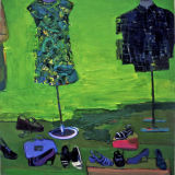 Dress, Shirt and Shoes, Bond street shop window oil on canvas, Simon McWilliams