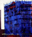 Red and Blue Scaffolding, oil on canvas, Simon McWilliams