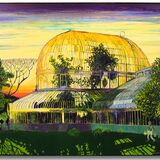 "Sunrise Palm House, Belfast" oil on linen, private commission 2020