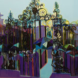 Umbrellas at Hillsborough Castle, oil on linen 30 x 40 inches