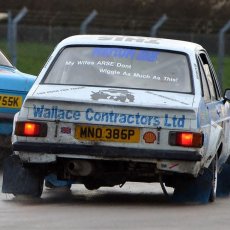 "Rear Window". Vince Sillet/Sam Keeley, Wallace Contractors Ford Escort Mk2 1998 cc Class 3, 2017 Imperial Commercials Volkswagen Donington Rally, Donington Park, 5th March
