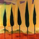 SOFT DUSK WITH CYPRESS TREES-2002