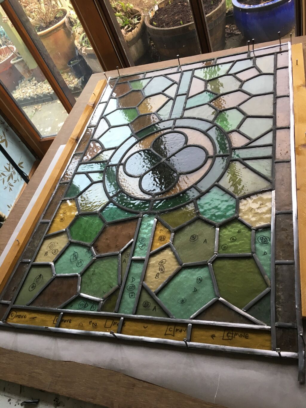 Sarah Davis Glass Repaired stained glass panel