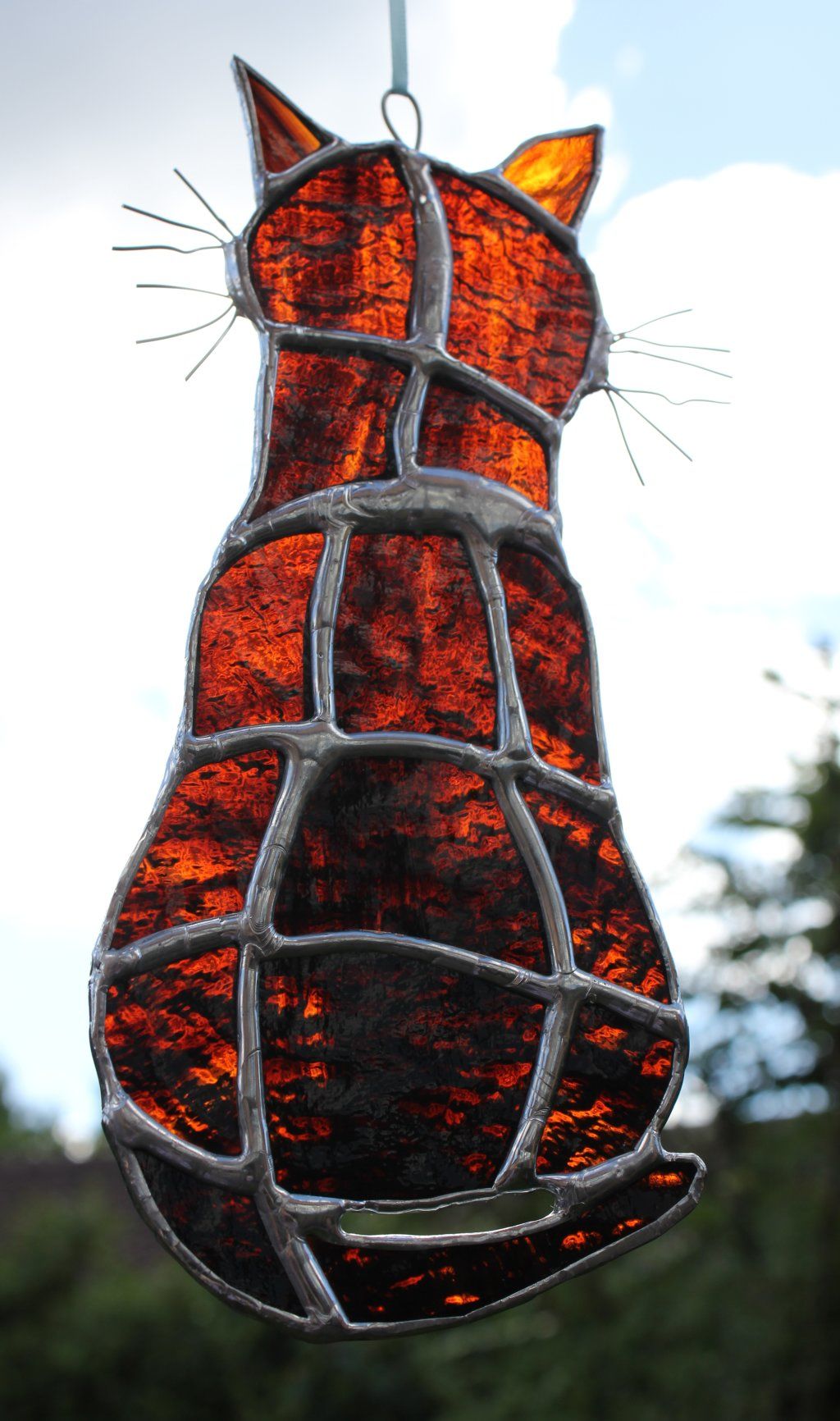 Tabby cat - custom glass hanging