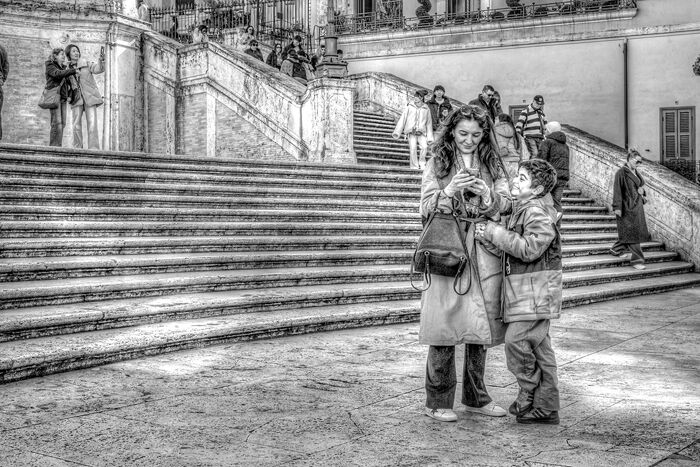 Tourists on the Spanish Steps