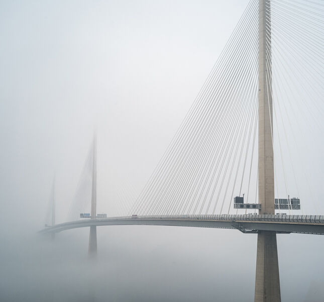 Queensferry Crossing in Sea Mist