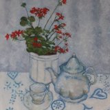 Still life, birds and butterflies