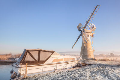 A cold frost at Thurne Mill, Norfolk, England
