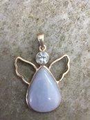 Peace Angel set with blue topaz head and angelite body
