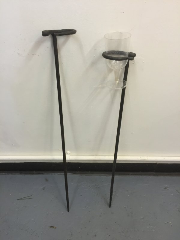 Hand forged iron picnic glass holders SOLD