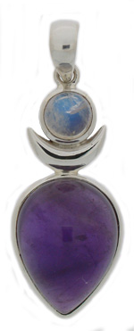High Priestess pendant with Amethyst body and moonstone head