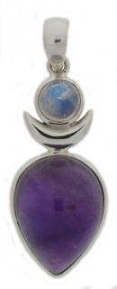 High Priestess pendant with Amethyst body and moonstone head