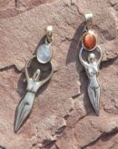 Moon goddess and Sun goddess pendants