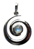 Silver spiral pendant with moonstone