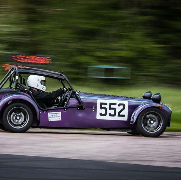 Lotus 7 Club Speed Championships, Curborough, #22 Purple caterham 7 at speed on curborough sprint track