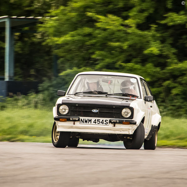 Quinton Motor Club May Track Day, Curborough, #01 White Mark two ford escort on opposite lock at Curborough Sprint Course hairpin