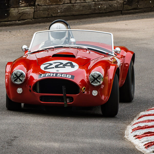 Best of British 2019, Shelsley Walsh, #15 red AC cobra attacking the esses at shelsley walsh hill climb at speed