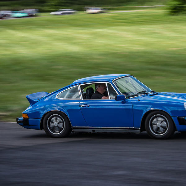Porsche Club GB, R13, Track Day 2019, Curborough, #19 classic blue porsche 911 RS at speed on curborough sprint track