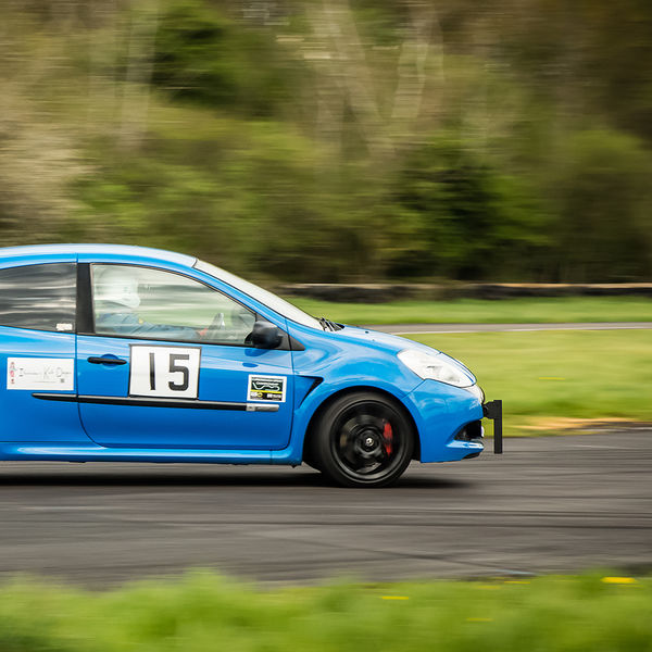 Curborough Sprint Championship 2019 - Round One - #37 blue renault clio negotiating flagpole corner during curborough sprint championship 2019