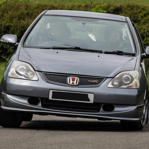 Quinton Motor Club May Track Day, Curborough, #30 Grey Honda civic type R cornering at speed on Curborough Sprint Course