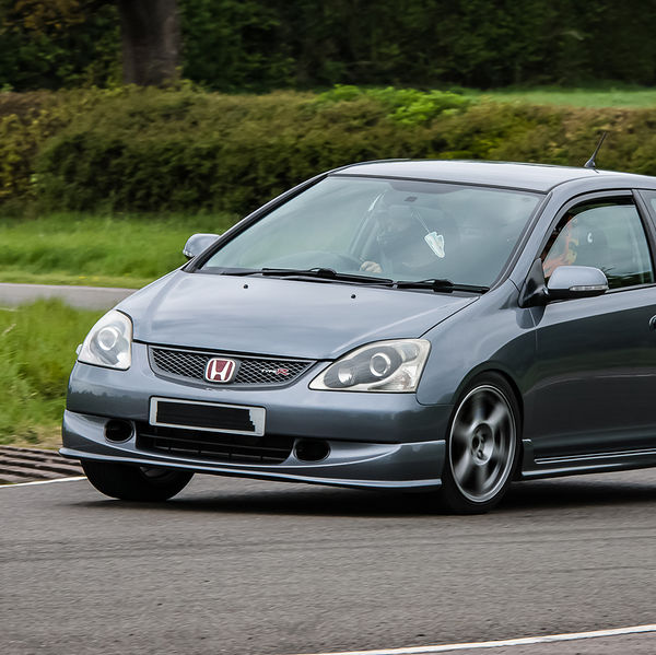 Quinton Motor Club May Track Day, Curborough, #29 Grey Honda civic type R cornering at speed on Curborough Sprint Course