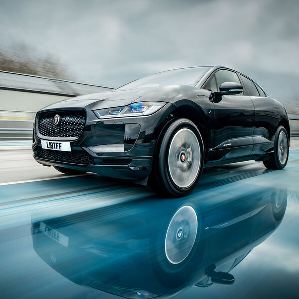 ssshoot-automotive-rigshot-01052021-008 Jaguar I-Pace shot at speed in rain on top floor of lichfield multi storey car park