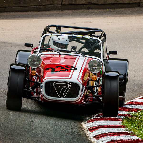 Best of British 2019, Shelsley Walsh, #17 red lotus 7 caterham westfield attacking the esses at shelsley walsh hill climb at speed
