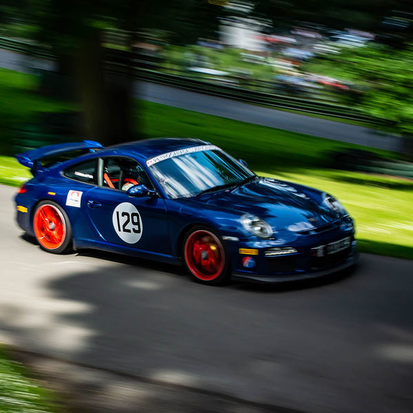 Porsche at Prescott 2019, #41 blue porsche 911 at speed during the porsche at prescott hill climb event