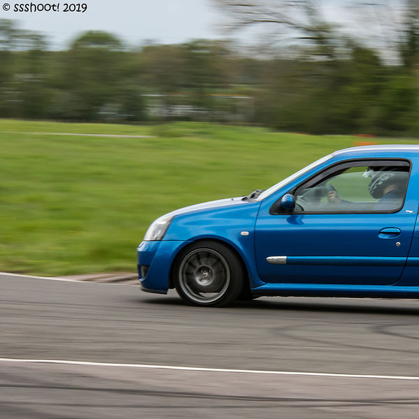 Quinton Motor Club May Track Day, Curborough, #18 Blue Renault Clio taking the hairpin at speed on Curborough Sprint Course