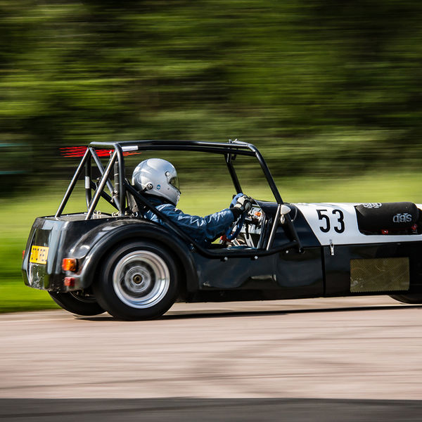 British Motorsports Marshals Sprint, Curborough Sprint Course, #07 Black Lotus 7 Caterham Westfield at speed on Curborough Sprint Course