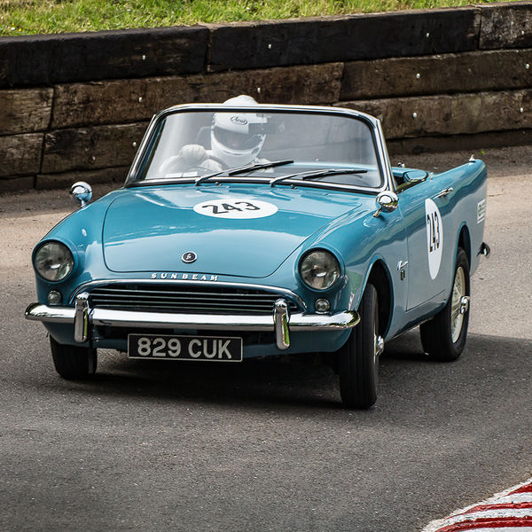 Best of British 2019, Shelsley Walsh, #18 blue sunbeam alpine attacking the esses at shelsley walsh hill climb at speed