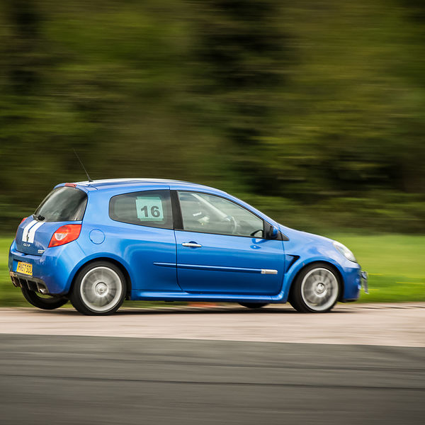 Curborough Sprint Championship 2019 - Round One - #13 blue renault clio negotiating flagpole corner during curborough sprint championship 2019