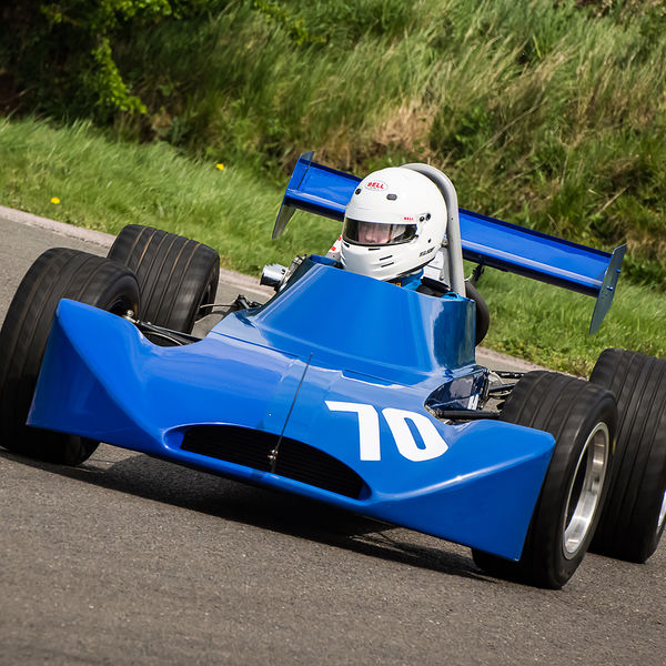Curborough Sprint Championship 2019 - Round One - #22 blue motorcycle engined race car rounding curborough sprint track fradley hairpin corner