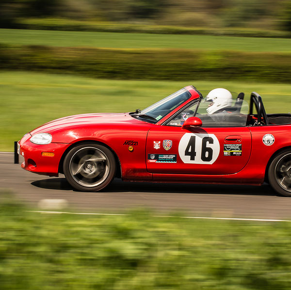 British Motorsports Marshals Sprint, Curborough Sprint Course, #38 red mazda mx5 speeding during a curborough track day
